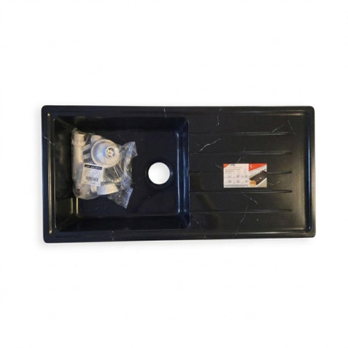 سینک گرانیتی یک لگنه یک متری لوتوس مشکی رگه سفید مدل L10۵ - استوک