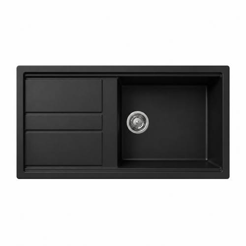 سینک گرانیتی تک لگن یک متری لوتوس مدل L102 مشکی مات